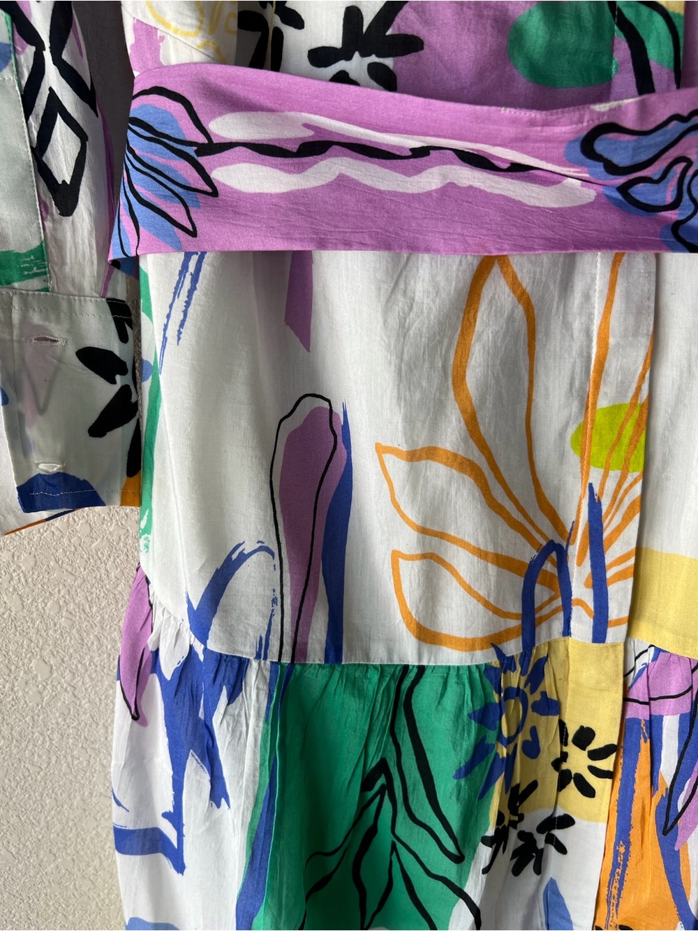 Chico's White Multicolor Abstract Floral Midi Dress - Picture 3 of 6